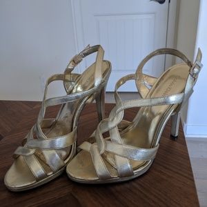 Gold calvin strappy heels